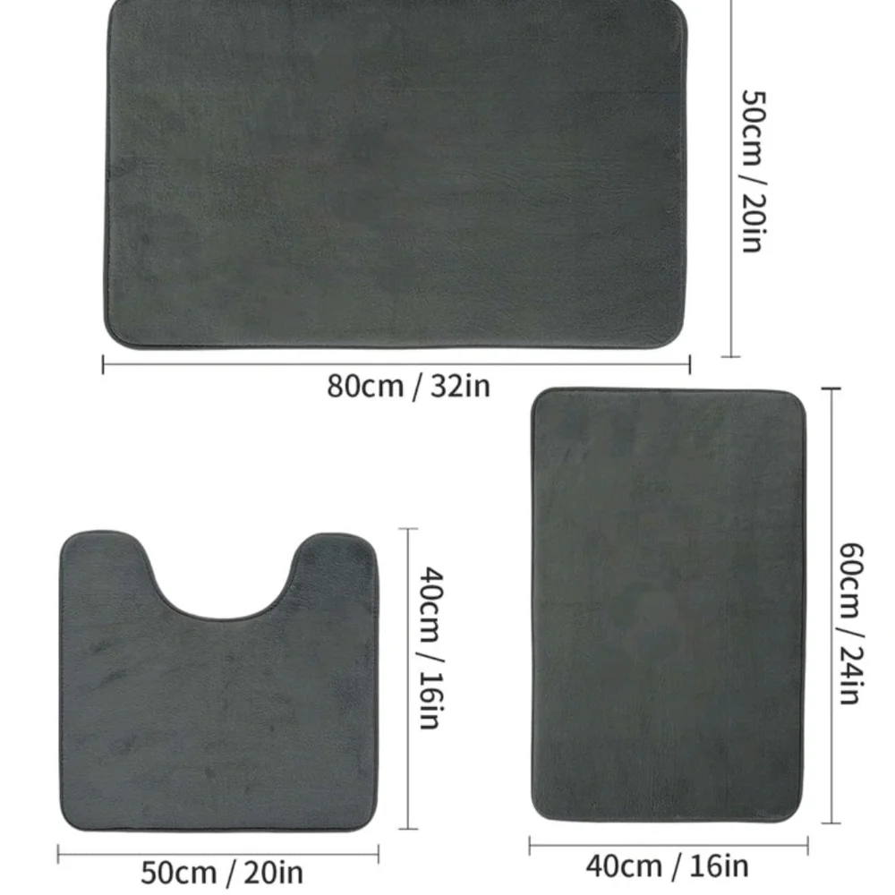 Dark gray 3 piece bath mat set